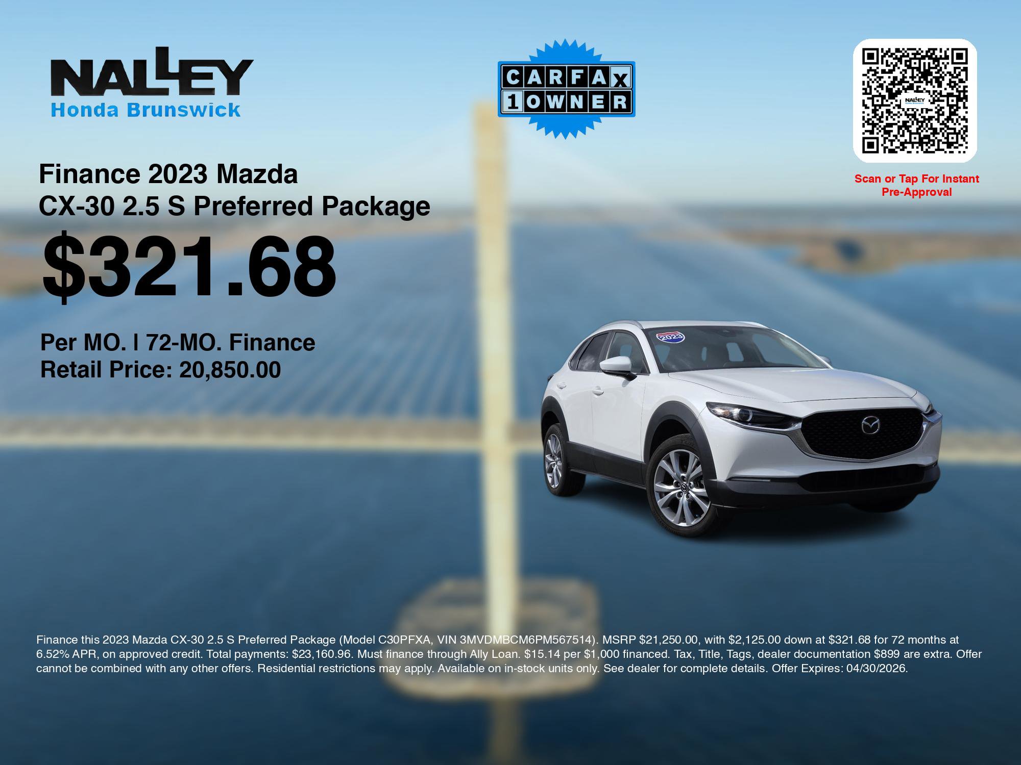 Used 2023 MAZDA CX-30 AWD 2.5 S w/ Preferred Package image 3