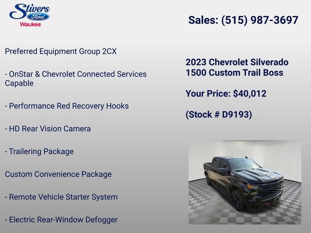 Used 2023 Chevrolet Silverado 1500 Custom Trail Boss AWD/4WD image 28