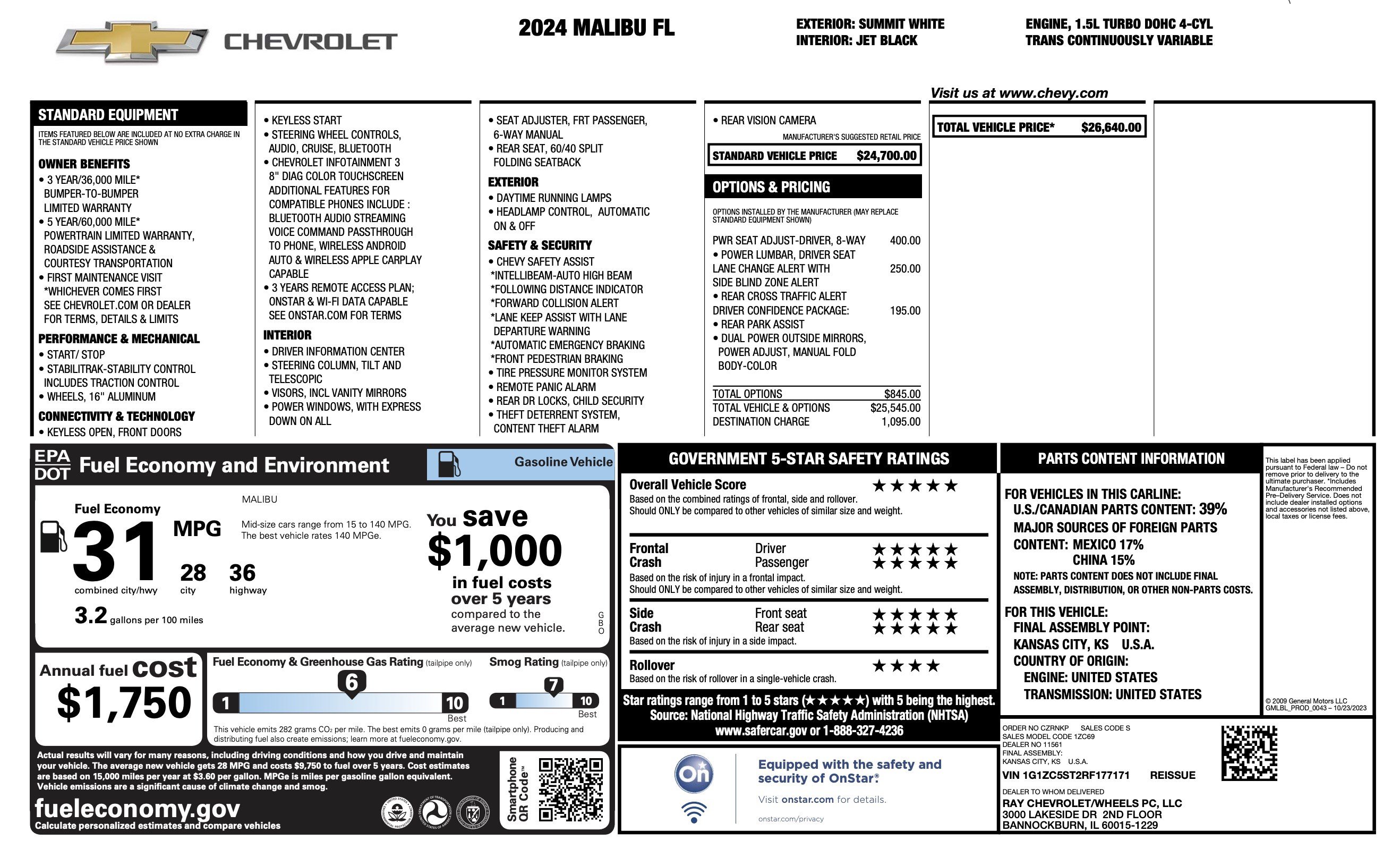 Used 2024 Chevrolet Malibu LS w/ Driver Confidence Package FWD image 2
