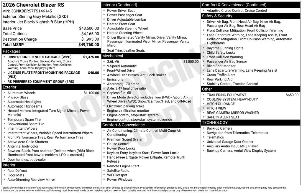 New 2026 Chevrolet Blazer RS w/ Driver Confidence II Package image 25