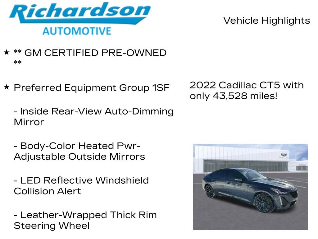 Certified 2022 Cadillac CT5 V w/ Cold Weather Package AWD/4WD image 12