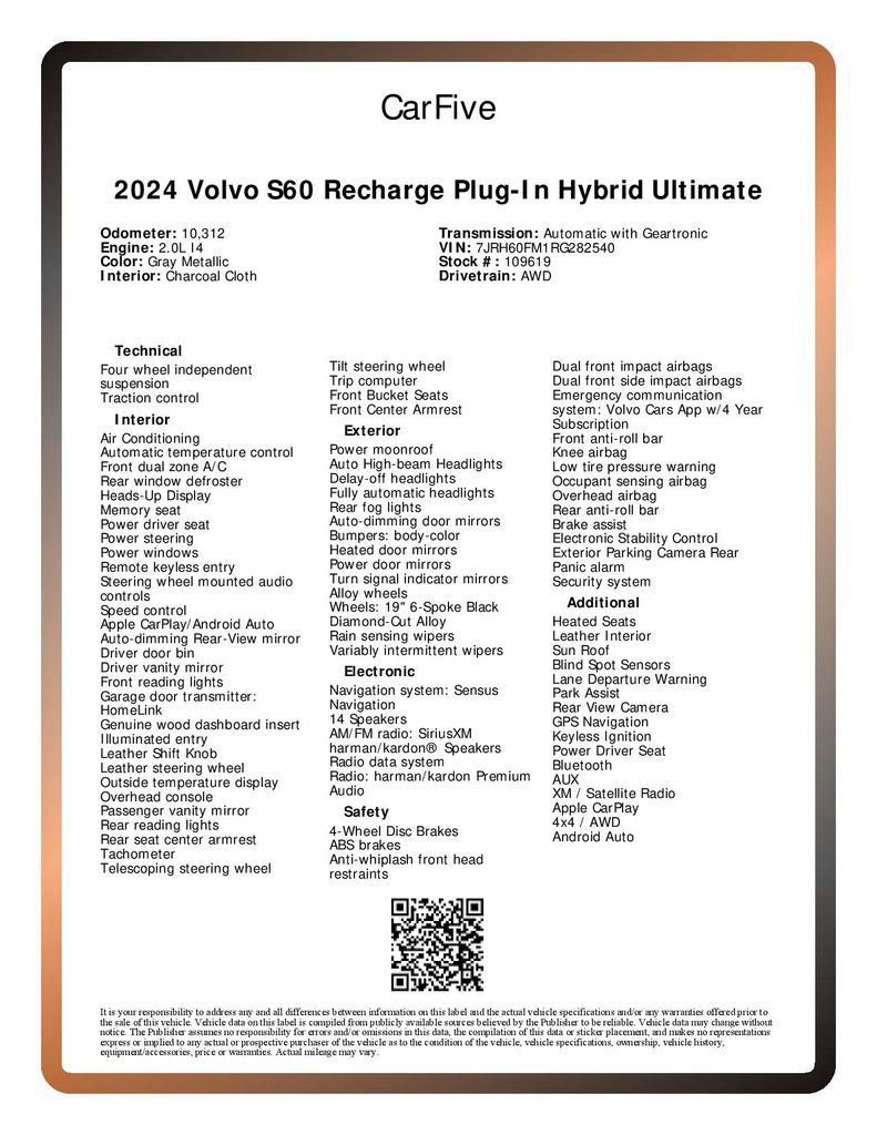 Used 2024 Volvo S60 T8 Ultimate image 35