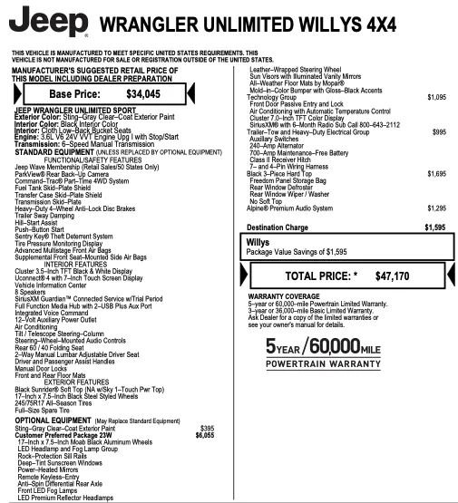 Used 2022 Jeep Wrangler Unlimited Sport AWD/4WD image 2