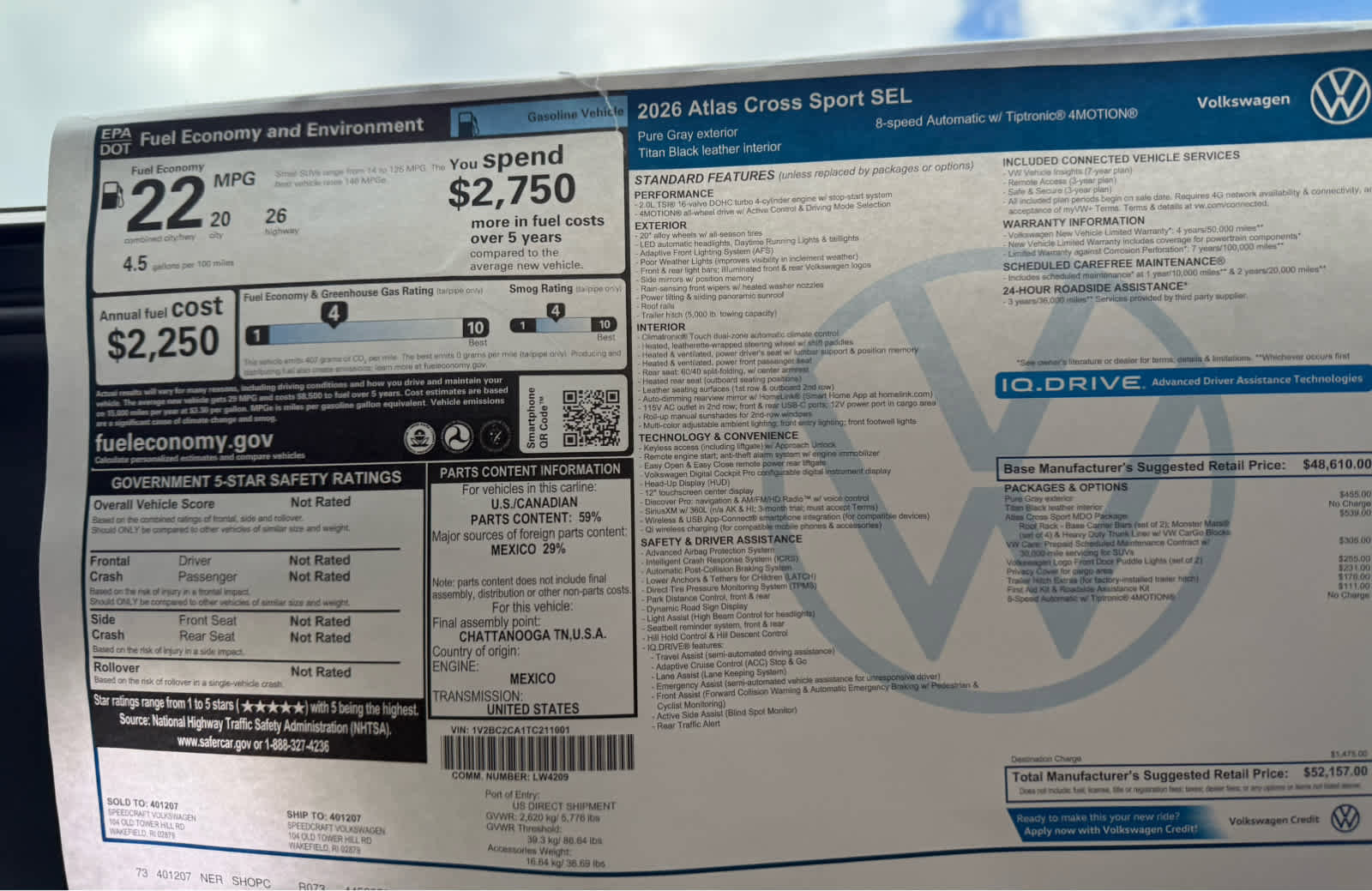 New 2026 Volkswagen Atlas Cross Sport SEL image 28