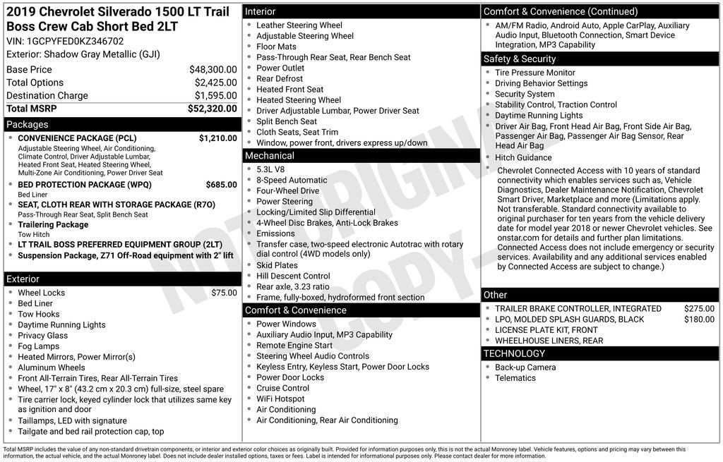 Used 2019 Chevrolet Silverado 1500 LT Trail Boss w/ Convenience Package AWD/4WD image 11