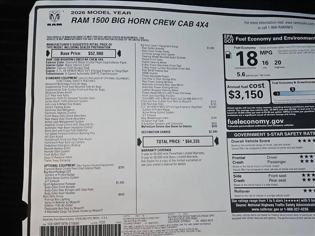 New 2026 RAM 1500 Big Horn AWD/4WD image 18
