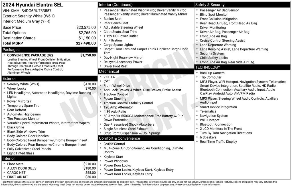 Used 2024 Hyundai Elantra SEL w/ Convenience Package FWD image 2