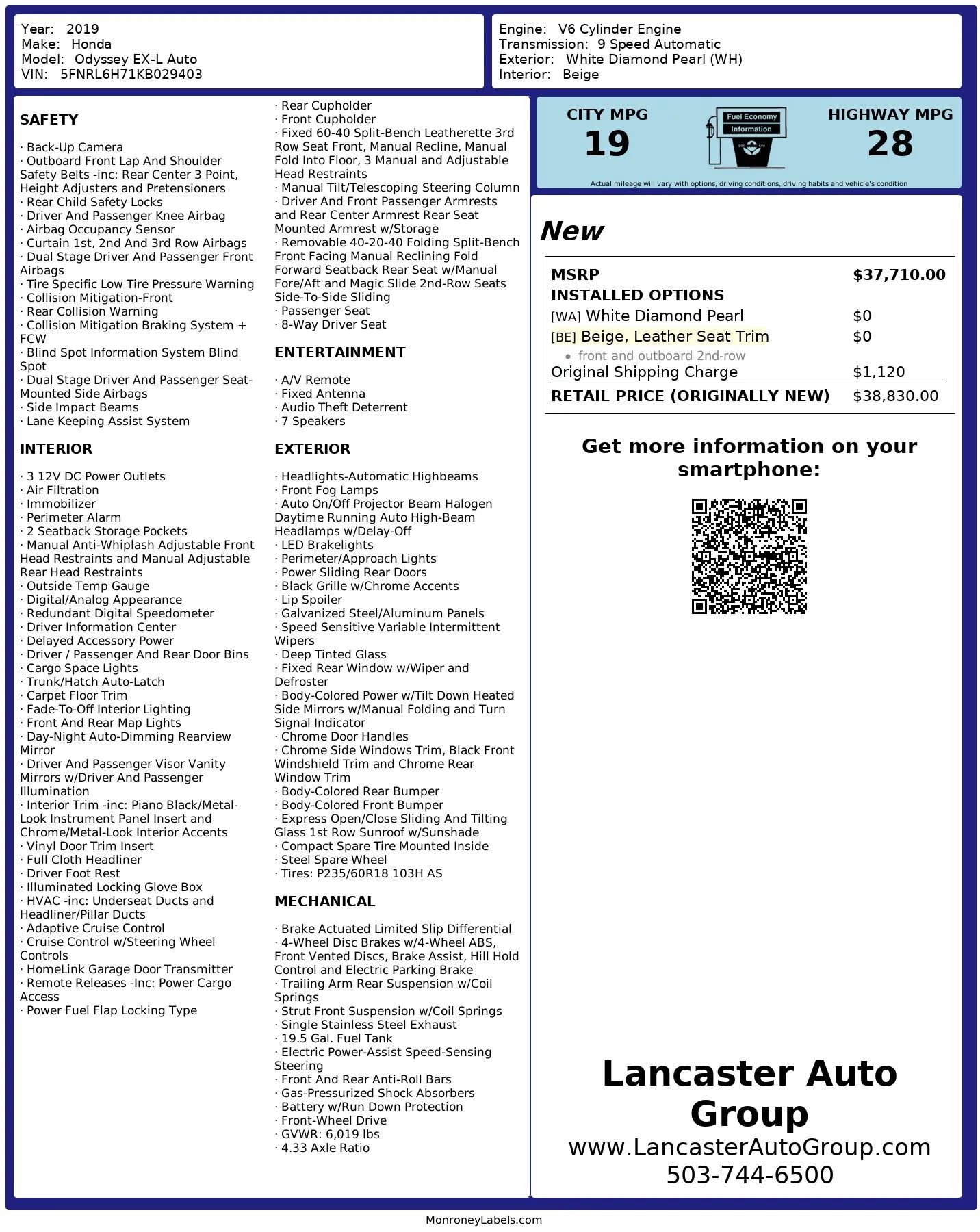 Used 2019 Honda Odyssey EX-L image 2