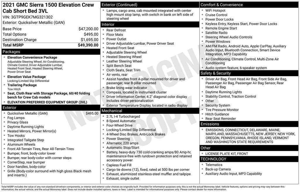 Used 2021 GMC Sierra 1500 Elevation image 36