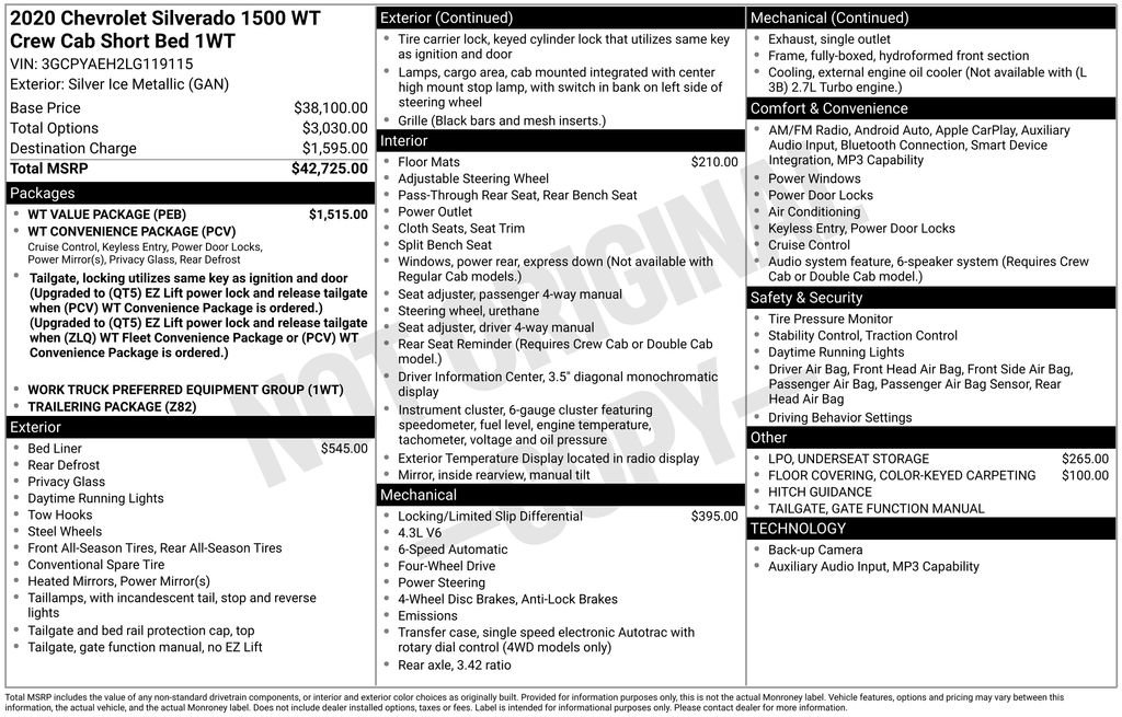 Used 2020 Chevrolet Silverado 1500 W/T w/ WT Value Package image 33