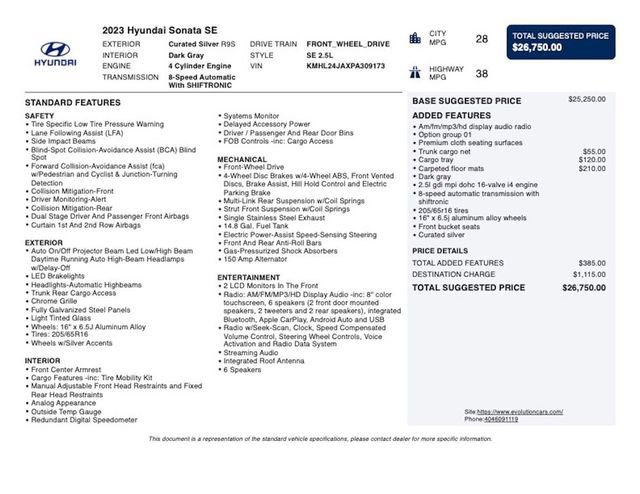 Used 2023 Hyundai Sonata SE FWD image 3
