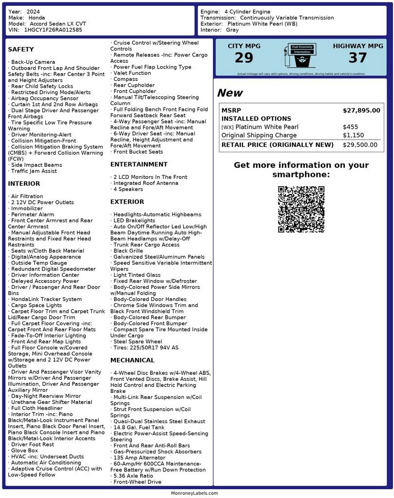 Certified 2024 Honda Accord LX image 19