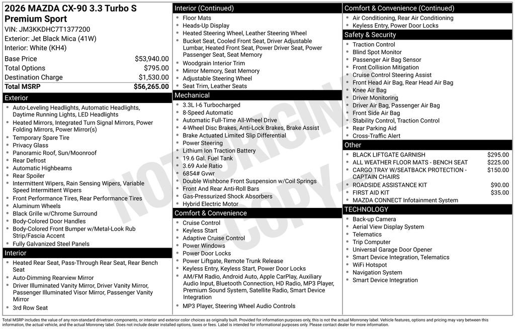 New 2026 MAZDA CX-90 3.3 Turbo S w/ Premium Package image 37