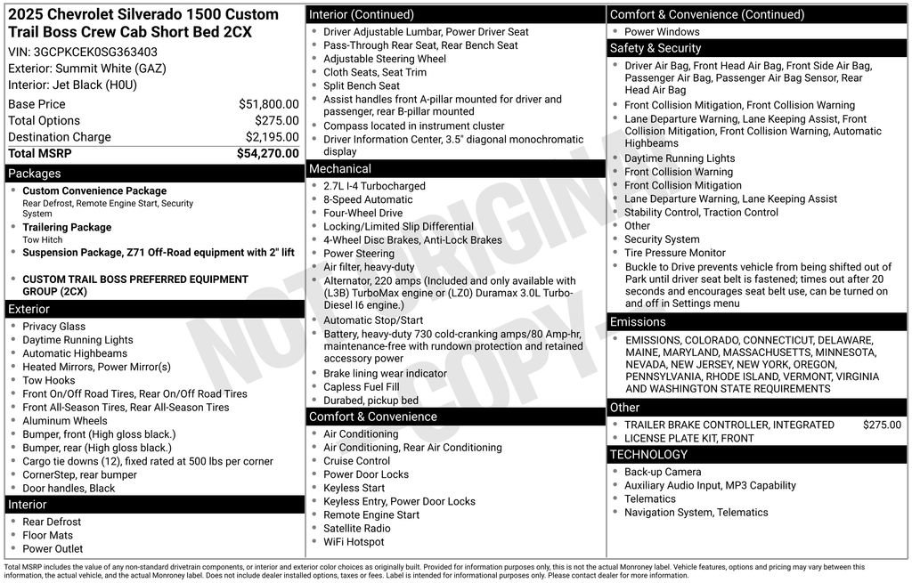 New 2025 Chevrolet Silverado 1500 Custom Trail Boss image 18