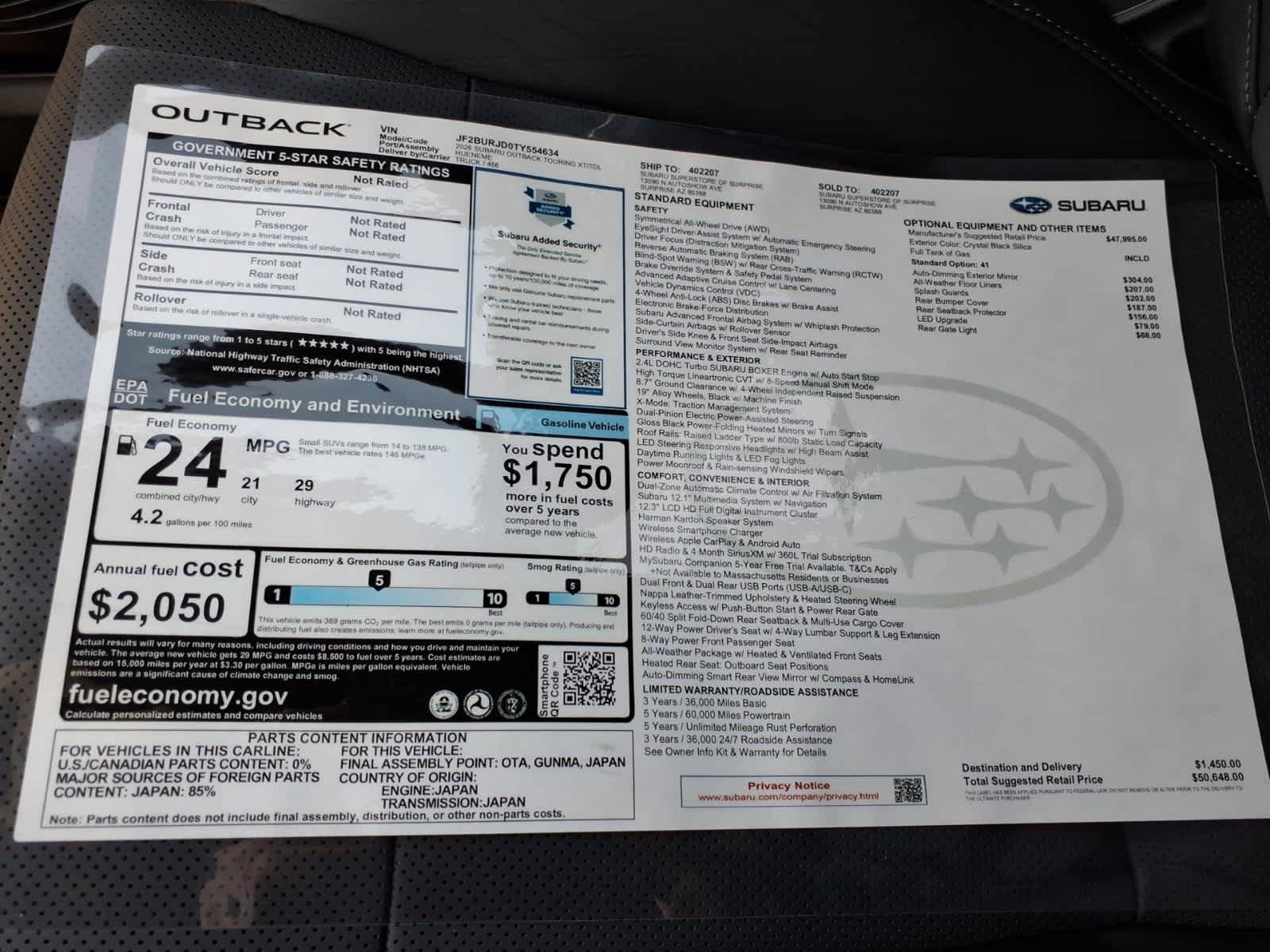 New 2026 Subaru Outback Touring XT AWD/4WD image 40