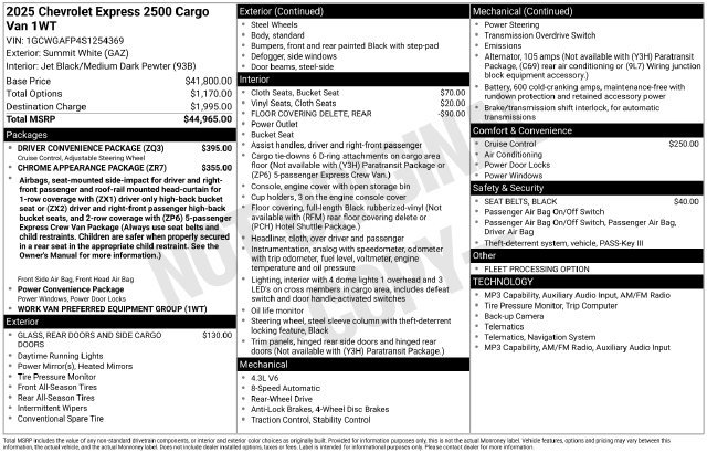 Used 2025 Chevrolet Express 2500 w/ Driver Convenience Package RWD image 6