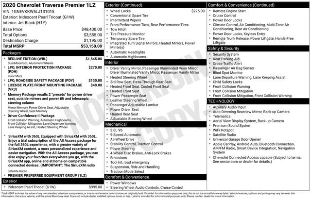 Used 2020 Chevrolet Traverse Premier w/ Redline Edition AWD/4WD image 35
