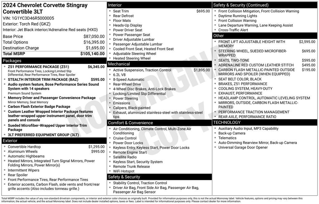 Used 2024 Chevrolet Corvette Stingray Premium Conv w/ Z51 Performance Package image 12