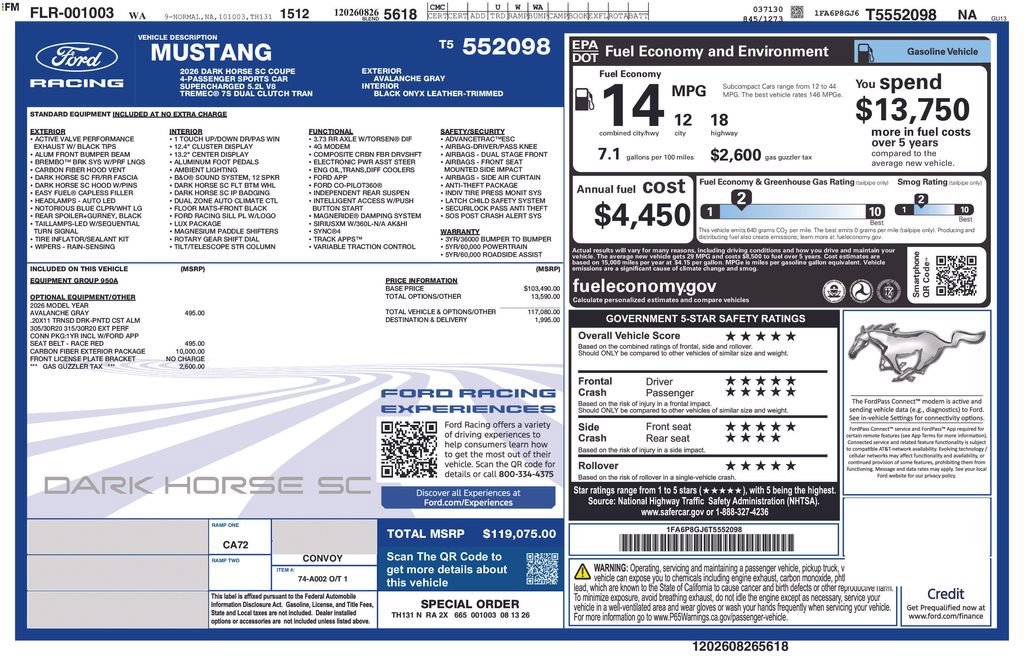 New 2026 Ford Mustang Dark Horse SC RWD image 2
