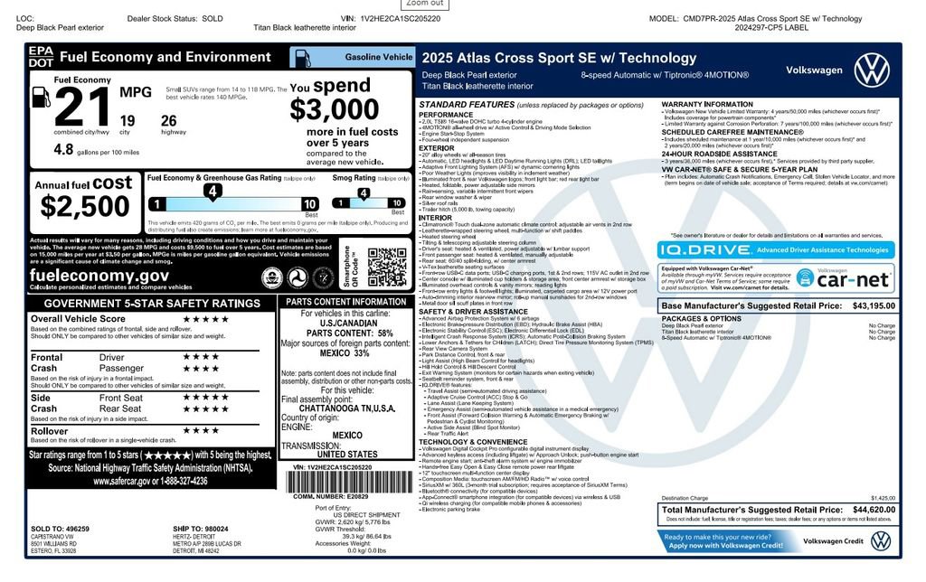 Used 2025 Volkswagen Atlas Cross Sport SE AWD/4WD image 2