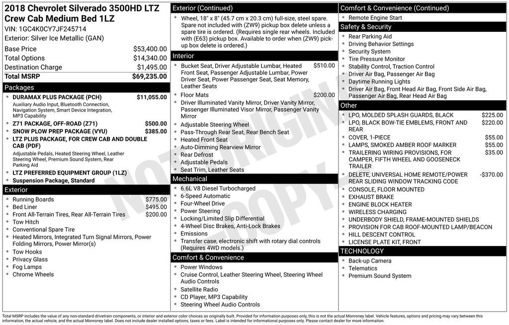 Used 2018 Chevrolet Silverado 3500 LTZ w/ Duramax Plus Package AWD/4WD image 6