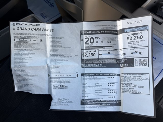 Used 2016 Dodge Grand Caravan SE w/ Quick Order Package 29E SE FWD image 34