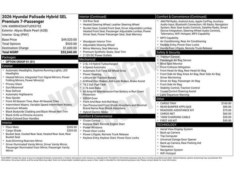 New 2026 Hyundai Palisade SEL Premium