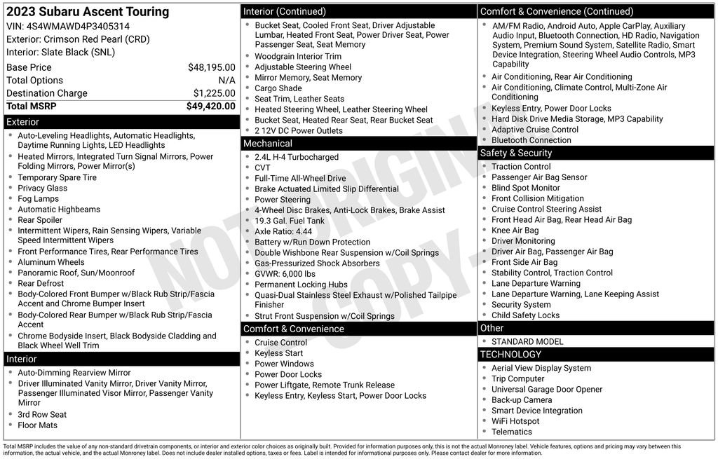 Certified 2023 Subaru Ascent Touring AWD/4WD image 35