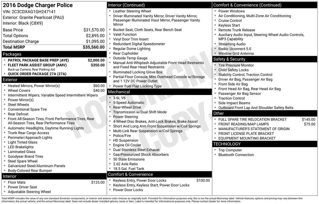 Used 2016 Dodge Charger Police w/ Patrol Package Base Prep RWD image 15
