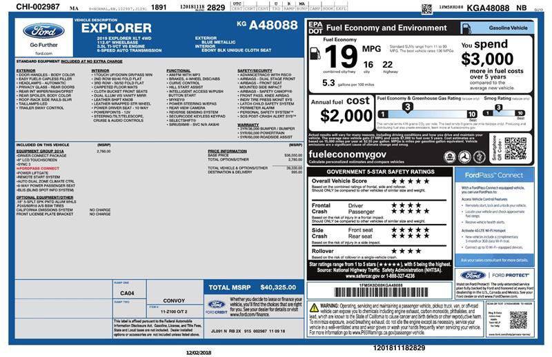 Used 2019 Ford Explorer XLT w/ Equipment Group 201A image 3