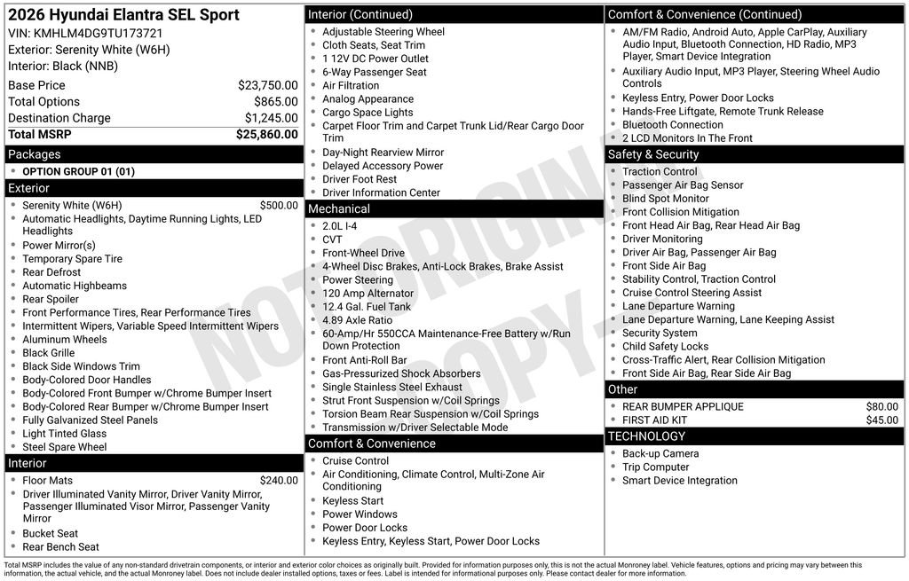 Certified 2026 Hyundai Elantra Sport FWD image 25