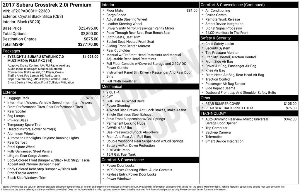 Used 2017 Subaru Crosstrek 2.0i Premium AWD/4WD image 35