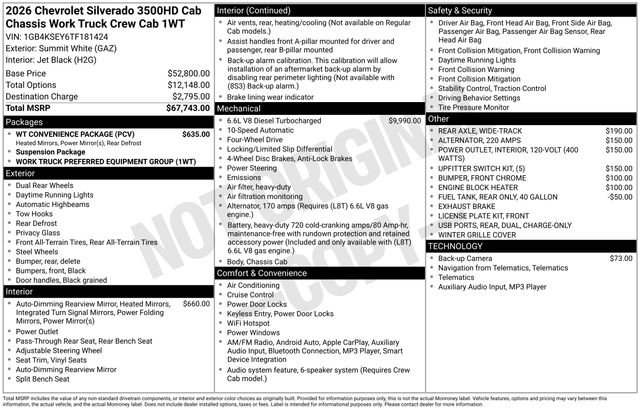New 2026 Chevrolet Silverado 3500 W/T w/ WT Convenience Package image 17