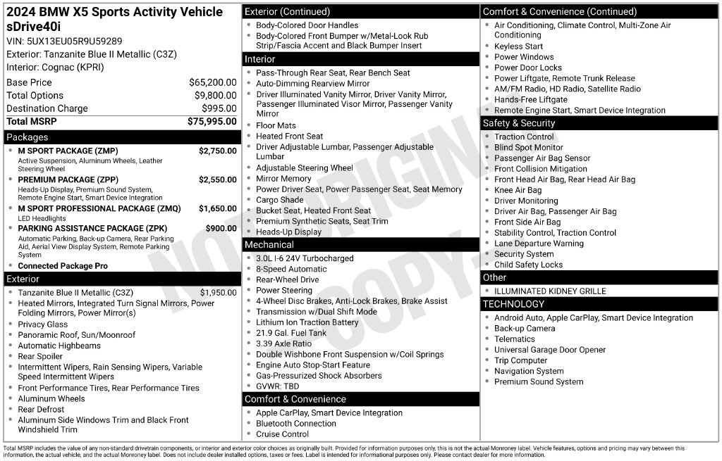 Used 2024 BMW X5 sDrive40i w/ M Sport Package RWD image 6