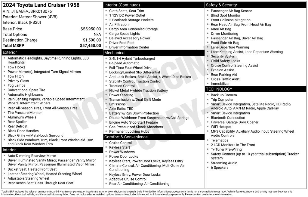 Used 2024 Toyota Land Cruiser 1958 AWD/4WD image 13
