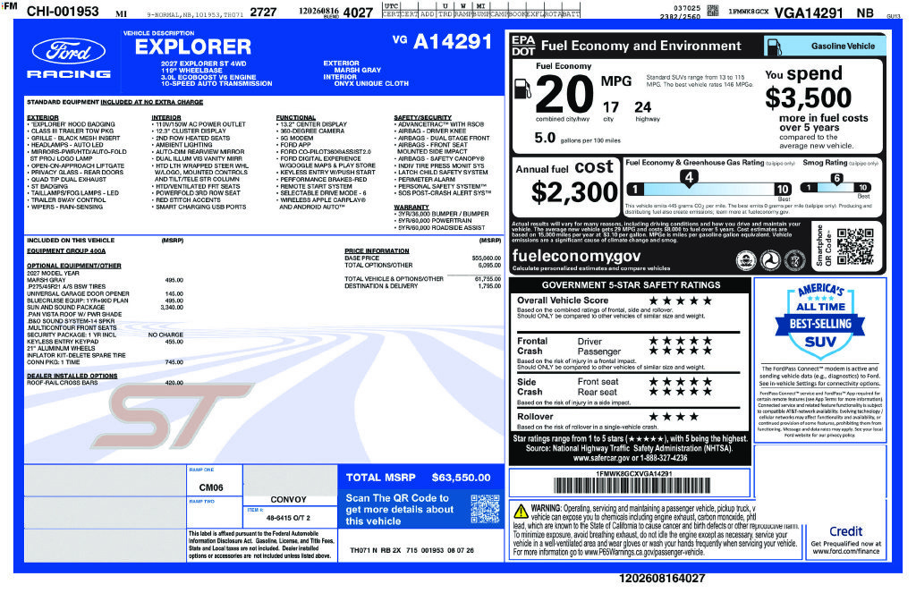 New 2027 Ford Explorer ST w/ Sun And Sound Package AWD/4WD image 6