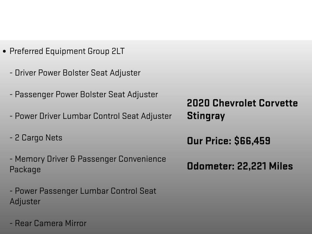 Used 2020 Chevrolet Corvette Stingray Preferred Cpe w/ 2LT Preferred Equipment Group RWD image 6