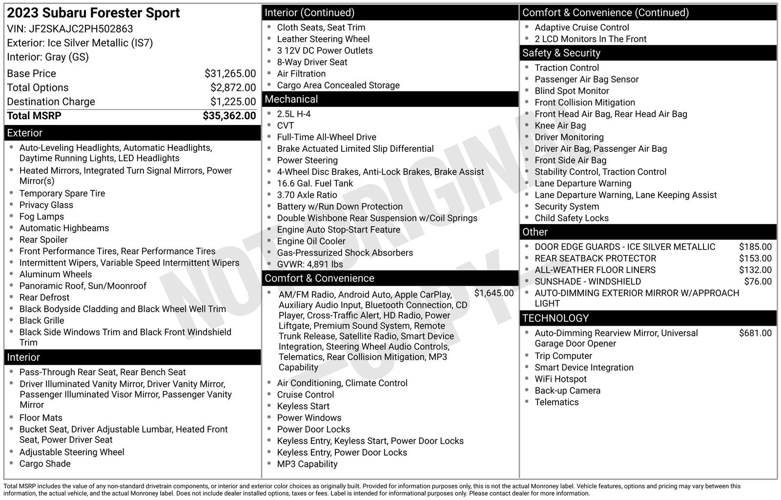 Certified 2023 Subaru Forester Sport AWD/4WD image 33