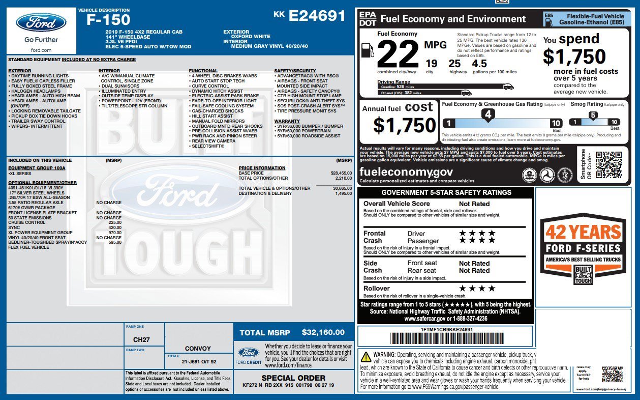Used 2019 Ford F150 XL w/ XL Power Equipment Group RWD image 5