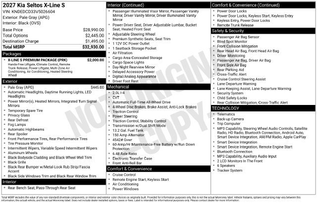 New 2027 Kia Seltos X-Line S w/ X-Line S Premium Package AWD/4WD image 11
