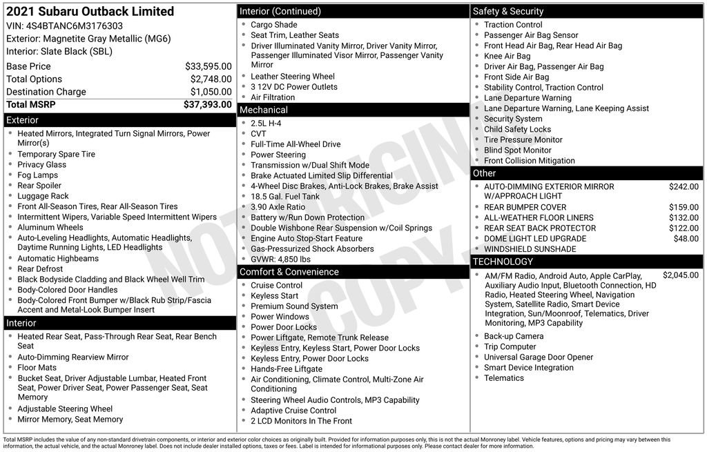 Used 2021 Subaru Outback Limited image 19