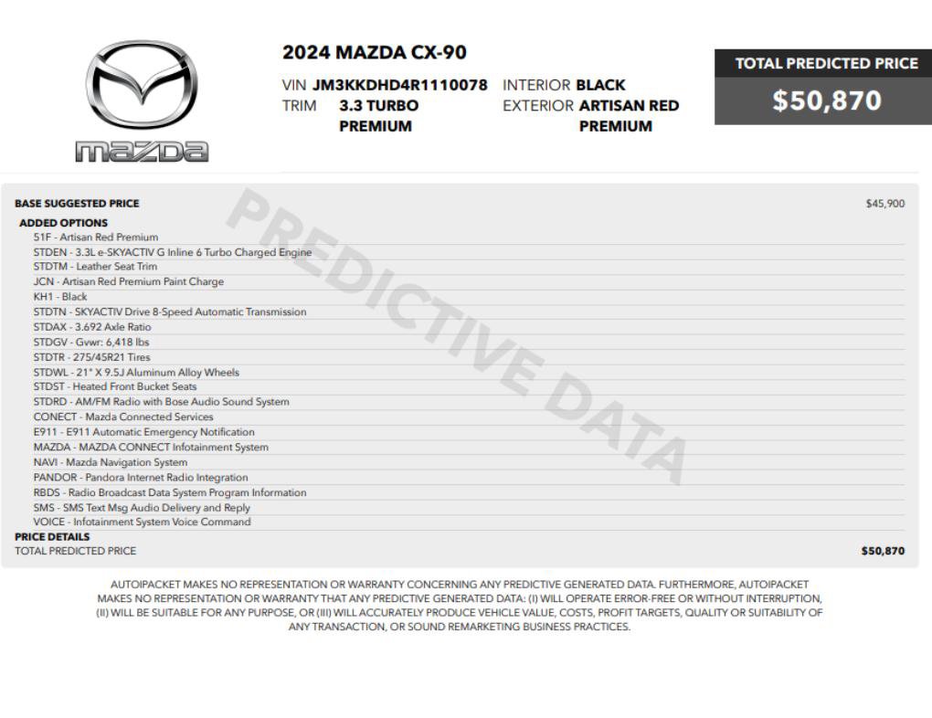 Used 2024 MAZDA CX-90 3.3 Turbo w/ Premium Package image 2