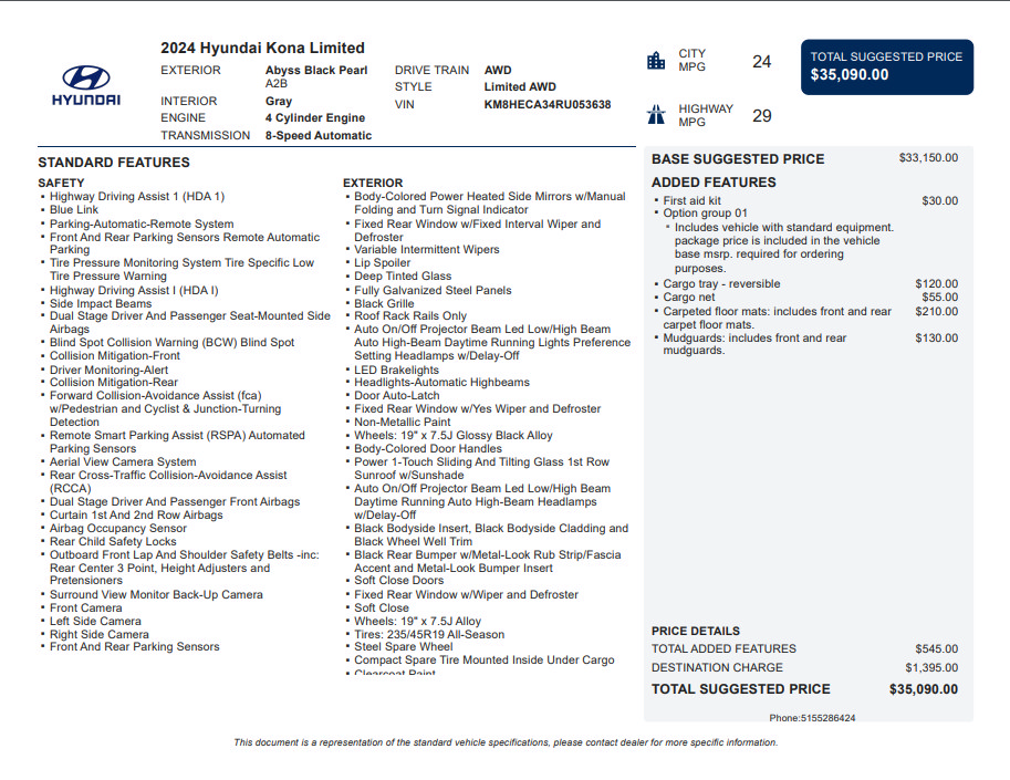 Used 2024 Hyundai Kona Limited AWD/4WD image 3