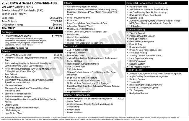 Used 2023 BMW 430i Convertible w/ Premium Package image 34