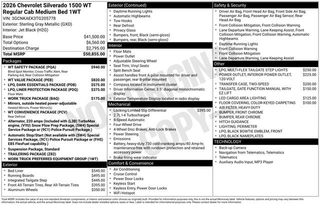 New 2026 Chevrolet Silverado 1500 W/T w/ WT Safety Package AWD/4WD image 4
