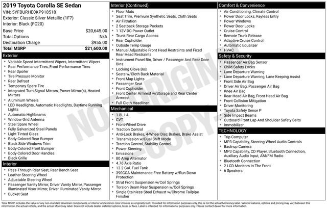 Used 2019 Toyota Corolla SE FWD image 30