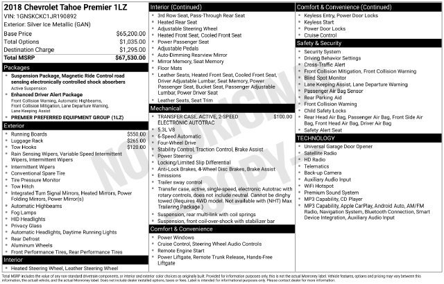 Certified 2018 Chevrolet Tahoe Premier AWD/4WD image 40