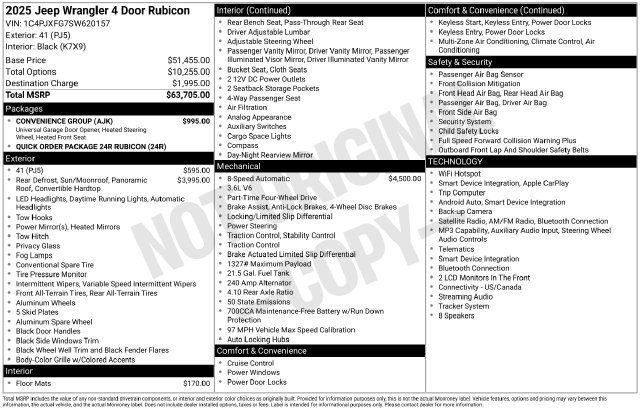 Used 2025 Jeep Wrangler Unlimited Rubicon w/ Convenience Group AWD/4WD image 35