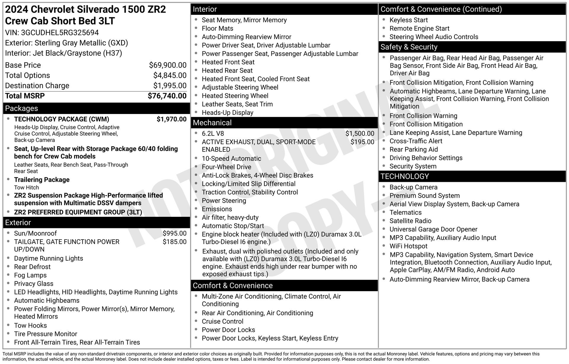 Used 2024 Chevrolet Silverado 1500 ZR2 w/ Technology Package AWD/4WD image 18