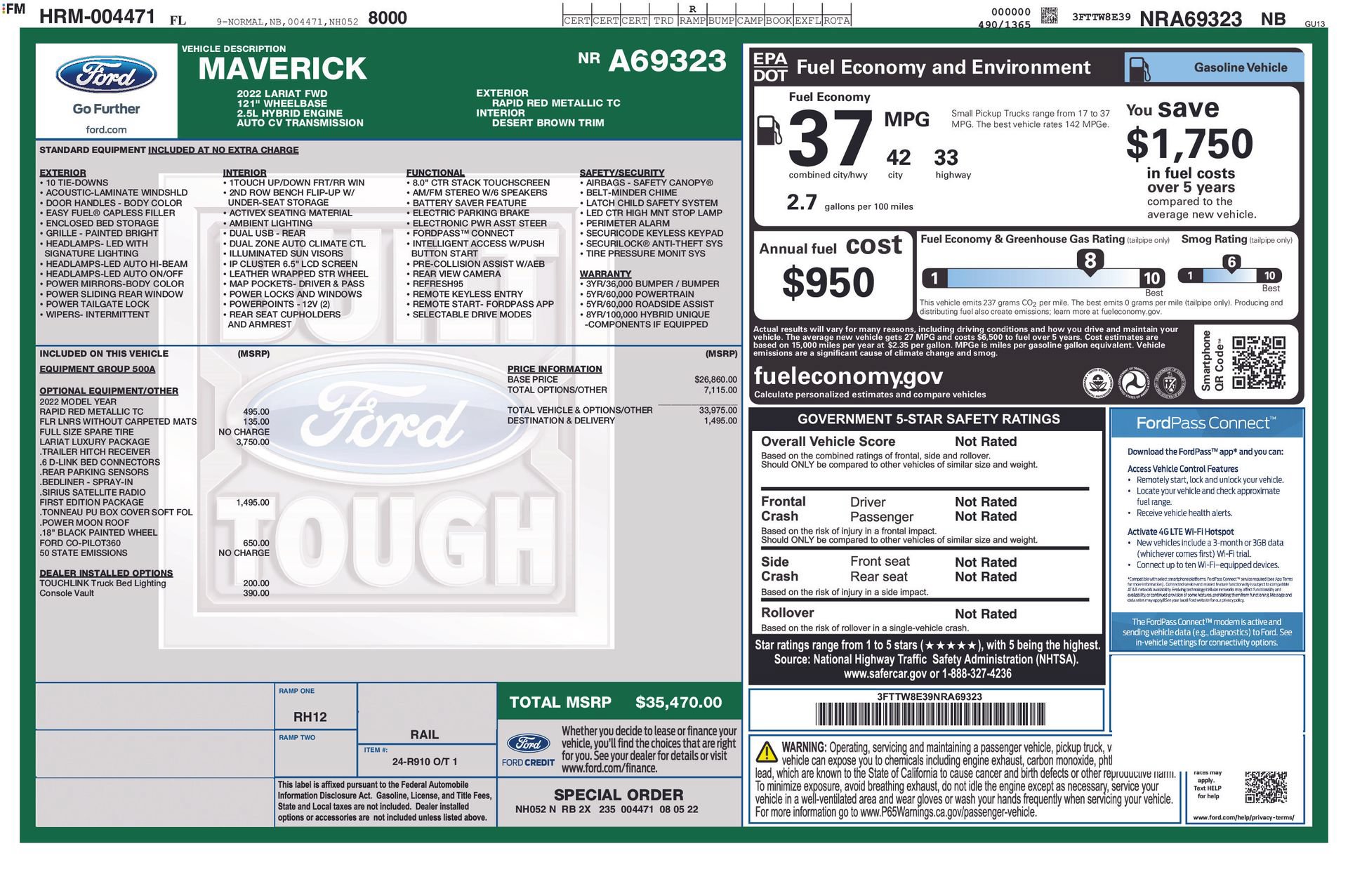 Used 2022 Ford Maverick Lariat w/ Lariat Luxury Package FWD image 17